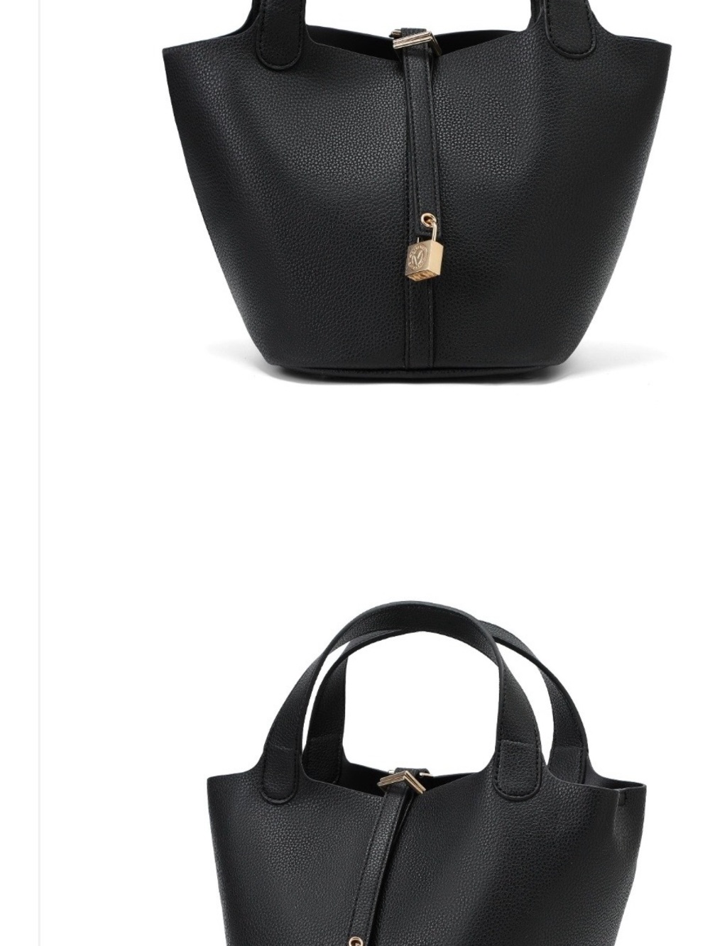 Valentino Orlandi Black Pebbled Leather Tote with Gold Padlock